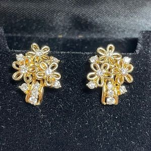 K18 18k Flowers Floral Rositas Japan Real Gold vintage earrings